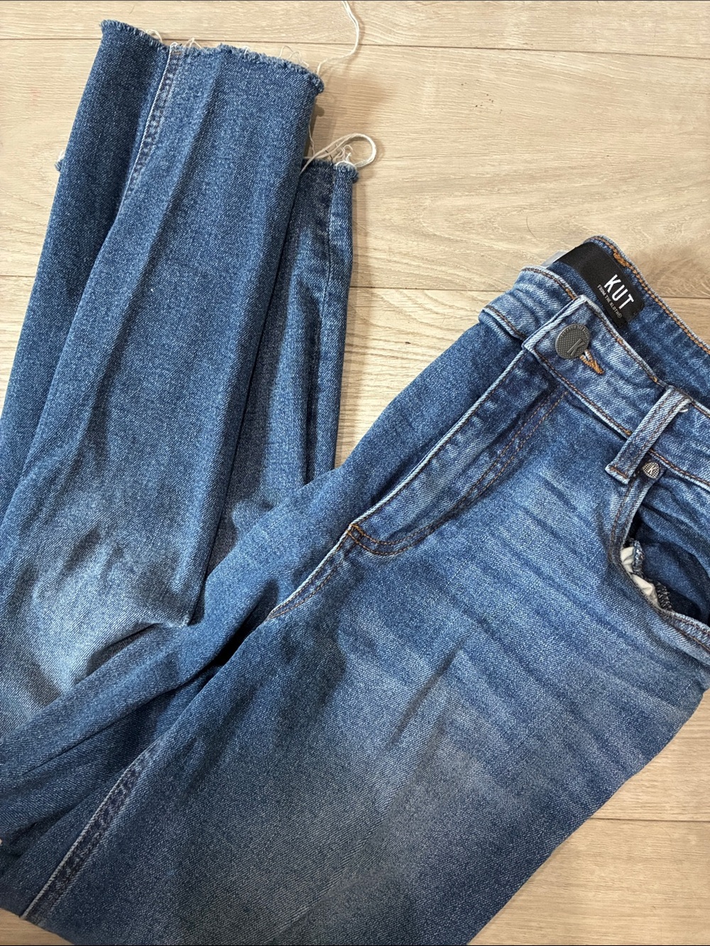 Kut from the Kloth Mid-Blue High-Rise Straight Jeans